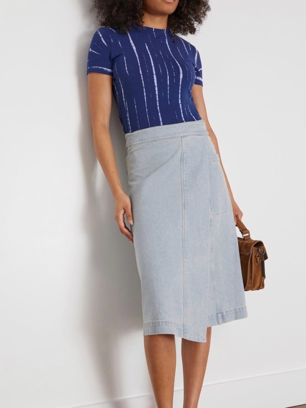 Proenza Schouler White Label Iris Wrap Skirt in Grey Indigo